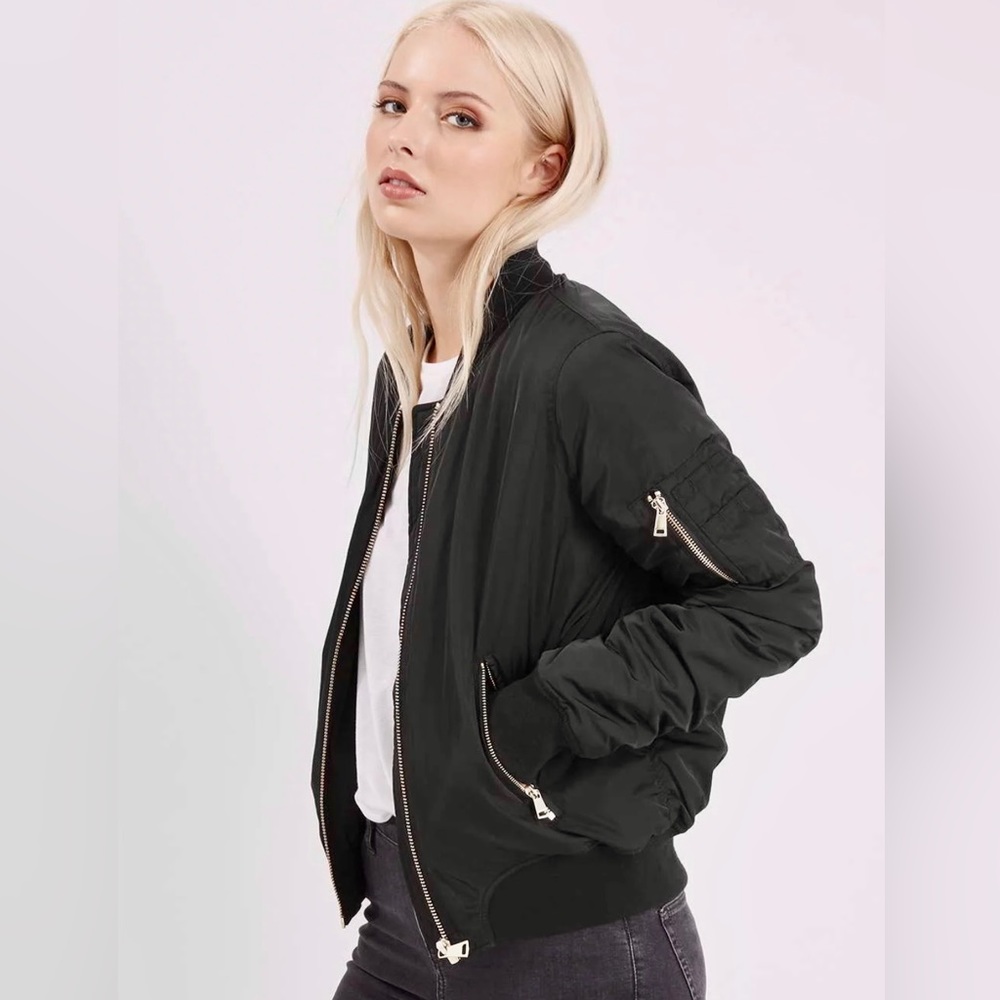 ☠️ TOPSHOP Black Bomber Jacket